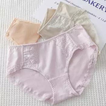 Бесшовное нижнее белье из чистого хлопка для женщин, изготовленное из цельного хлопка, антибактериальное, дышащее, удобное, однотонное, со средней талией, с треугольным плетением для женщин, трусики M