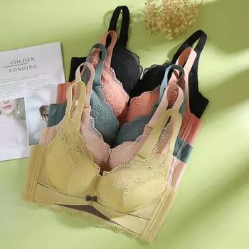 Бесшовное нижнее белье из латекса для женщин, маленькая грудь, сборка без стальных колец, бюстгальтер средней толщины, сексуальный, верхняя поддержка, под грудью, антипровисающий бюстгальтер 34/75B чёрный