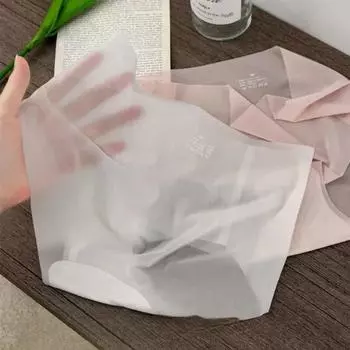 Бесшовное нижнее белье из ледяного шелка, женские летние ультратонкие быстросохнущие брюки 3D персикового цвета, трусы для фитнеса M серый