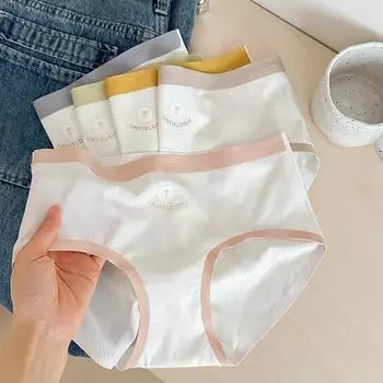 Бесшовное нижнее белье из ледяного шелка, женские полные трусы 7А, чистый хлопок, антибактериальная промежность, удобные дышащие, облегающие бедра, треугольные трусики One Size