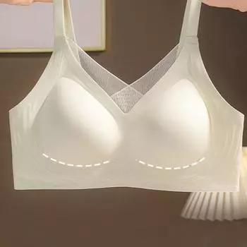 Бесшовное нижнее белье Мягкая поддержка Подъемная сборка Тонкий плюс размер Нижнее белье Женский жилет Стиль Бюстгальтер Фиксированная чашка Коллекция с регулируемым бюстгальтером M покинуть белый