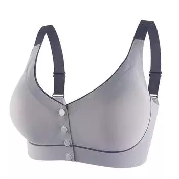 Бесшовное нижнее белье с пряжкой спереди, женское нижнее белье с фиксированной чашкой без стального кольца, бюстгальтер большого размера для среднего и пожилого возраста M