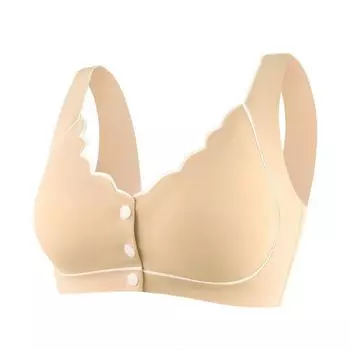 Бесшовное нижнее белье с пряжкой спереди для женщин, дышащая майка без стального кольца, бюстгальтер большого размера для среднего и пожилого возраста L розовый