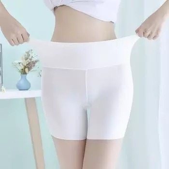 Бесшовное нижнее белье, женские трусики с высокой талией, защитные брюки на животе и бедрах, обтягивающее нижнее белье, трусы-боксеры из ледяного шелка M абрикосовый света