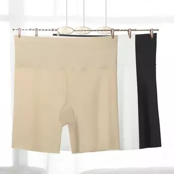 Бесшовное нижнее белье, женские трусики с высокой талией, защитные брюки на животе и бедрах, обтягивающее нижнее белье, трусы-боксеры из ледяного шелка M белый