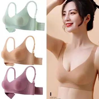 Бесшовное нижнее белье женское тонкое без стального кольца ультратонкое антипровисающее покрытие для груди с кроличьими ушками 75B чёрный