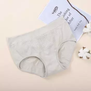 Бесшовное сотовое нижнее белье с 3D сотами, массажное белье с высокой эластичностью и воздухопроницаемостью, трусы с подъемом средней талии и бедер для женщин one size бежевый