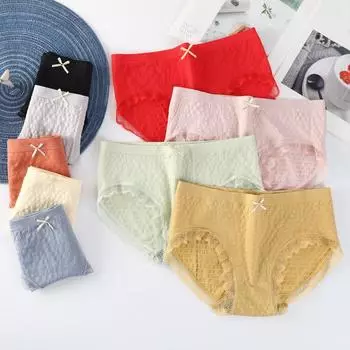 Бесшовные бесшовные трусы-шарфы из графена с аммиаком, дышащие, со средней талией, однотонные кружевные трусики, женские треугольные трусики One Size жёлтый