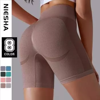 Бесшовные брюки для подтяжки живота Peach Butt Skinny Smile, спортивные штаны для йоги с высокой талией, жаккардовые шорты для фитнеса для женщин S