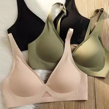 Бесшовные бюстгальтеры для женщин, беспроводное нижнее белье, бюстгальтер с эффектом пуш-ап, глубокий V-образный вырез, комфортный женский тонкий невидимый бюстгальтер, сексуальное женское белье S белый