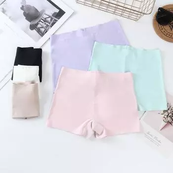 Бесшовные цельные трусы из ледяного шелка со средней посадкой, однотонные, хлопковые, дышащие, большого размера, женские трусики с плоскими углами M белый