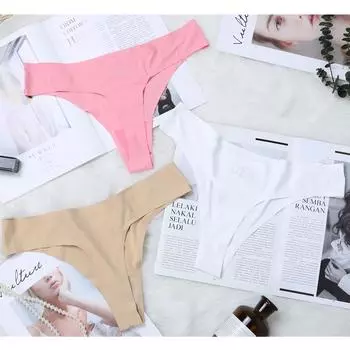 Бесшовные цельные женские трусики Ice Silk, сексуальные однотонные бикини с низкой талией M белый