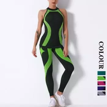 Бесшовные комплекты для йоги Nessaj, женские эластичные спортивные костюмы в полоску для бега, спортивные бюстгальтеры для спортзала и фитнеса, леггинсы с высокой талией, спортивная одежда для девочек