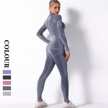 Бесшовные комплекты для йоги Nessaj, женские костюмы для фитнеса и зала, 2 предмета, нейлоновые трикотажные комплекты для бега, спортивные костюмы с высокой талией