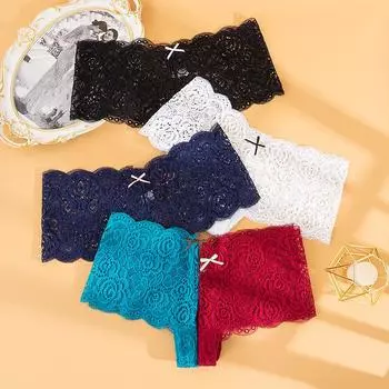 Бесшовные кружевные боксеры, полукомплектные трусики больших размеров со средней талией, прозрачные трусики с вырезами M белый