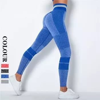 Бесшовные леггинсы Nessaj Energy Бесшовные леггинсы для йоги Вязаные леггинсы для спортзала в полоску