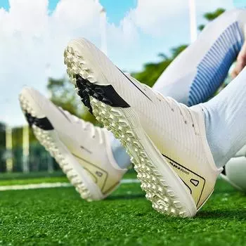 Бесшовные плетеные футбольные бутсы мужские и женские низкие молодежные студенческие спортивные тренировочные кроссовки для детей 35 бежевый