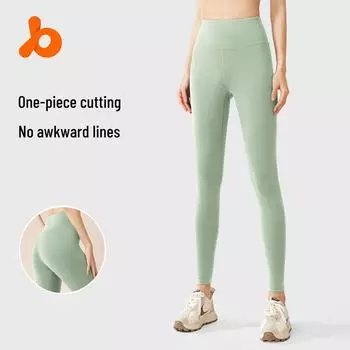 Бесшовные штаны для йоги Juyitang с высокой талией телесного цвета — фитнес-одежда для подтяжки бедер и похудения живота Small