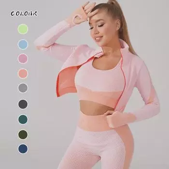 Бесшовные штаны для йоги с высокой талией и спортивные костюмы для фитнеса для женщин Medium