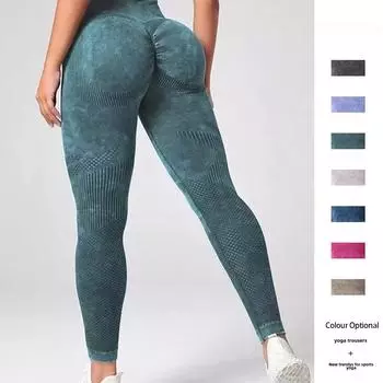 Бесшовные штаны для йоги с высокой талией — европейский и американский стиль, приподнимающие бедра, матовая отделка, женская одежда для фитнеса Medium чернил синий