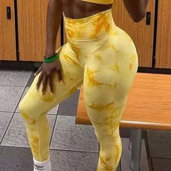 Бесшовные спортивные леггинсы с принтом тай-дай, женские спортивные леггинсы с эффектом пуш-ап для фитнеса, контурные брюки для йоги, женские тонкие эластичные леггинсы для бега, брюки 30164 S
