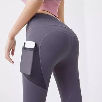Бесшовные спортивные штаны для занятий йогой с высокой талией и карманами для фитнеса, спортивной одежды размера S-XXXL S розовый