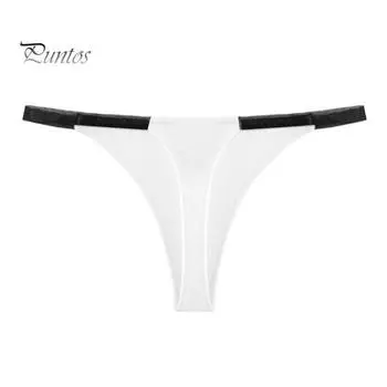 Бесшовные стринги для женщин, дышащее нижнее белье, дерзкие трусики с низкой талией и Т-образным вырезом, сексуальные эластичные трусы S белый