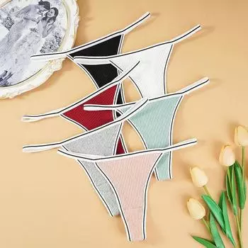 Бесшовные стринги для женщин с ремешком на талии, мягкое хлопковое бикини, сексуальное нижнее белье M белый