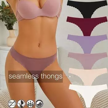 Бесшовные стринги из ледяного шелка для женщин, нижнее белье с низкой талией, антибактериальные трусики, женское нижнее белье M белый