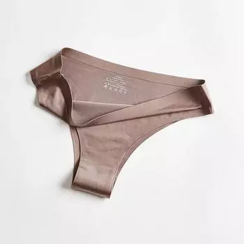 Бесшовные стринги женское нижнее белье Ice Silk сексуальные спортивные трусики женские Т-образные спинки сплошные мягкие горячие продажи трусики женские M чёрный