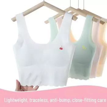 Бесшовные тренировочные бюстгальтеры Ice Silk для девочек : Идеально подходит для учеников младших и старших классов средней школы. M (50-80 jin)