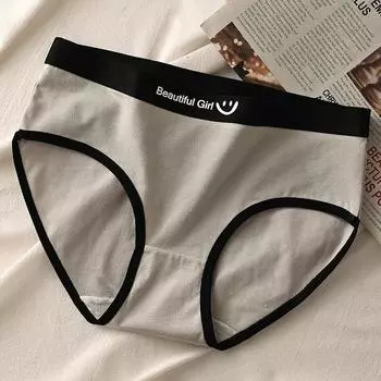 Бесшовные трусики для женщин, милые девушки, дышащие женские трусы средней длины M-XL M серый
