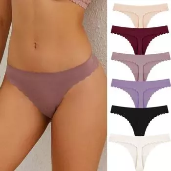 Бесшовные трусики для женщин, удобные стринги из ледяного шелка, сексуальные дышащие стринги, быстросохнущие трусики с Т-образной спинкой S белый