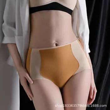 Бесшовные трусики для живота женские утягивающие талию утягивающие живот послеродовые утягивающие трусы средней и высокой талии M (80-55 kg) чёрный