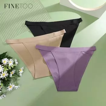Бесшовные трусики FINETOO для женщин, хлопковые женские трусы с эластичной лентой, нижнее белье-бикини, нижнее белье S античный белый