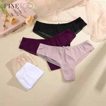 Бесшовные трусики FINETOO для женщин, сексуальное кружевное удобное нижнее белье, однотонное женское белье