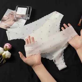 Бесшовные трусики Ice Silk Mask для женщин, сексуальные персиковые трусики с эффектом клубники и бедрами, быстросохнущие, телесного цвета, женские стринги S белый