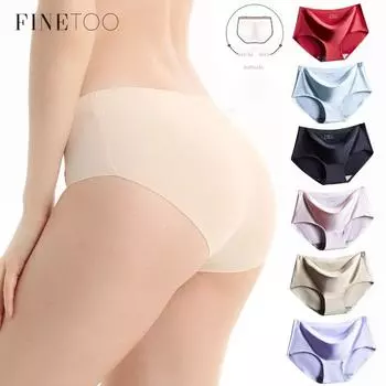 Бесшовные трусики из ледяного шелка FINETOO для женщин, нижнее белье, лето XXL белый