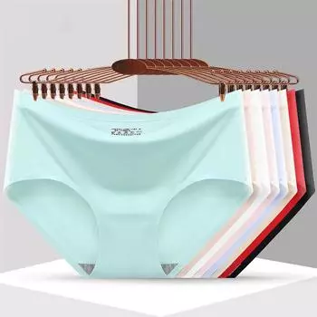 Бесшовные трусики из шелка Pamty со средней посадкой, удобные трусы, сплошные невидимые трусы, женское нижнее белье XXL белый