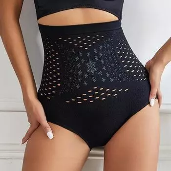 Бесшовные трусики с высокой талией для контроля живота, женские корректирующие брюки, удобные утягивающие трусы, дышащее нижнее белье с подтяжкой бедер M бежевый