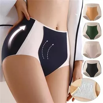 Бесшовные трусики с высокой талией для женщин, утягивающие трусики, сексуальное женское белье, трусы с контролем живота, сексуальное женское белье, женское нижнее белье M чёрный