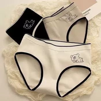 Бесшовные трусики средней талии для женщин Удобные трусы Женское антибактериальное дышащее нижнее белье для женщин M чёрный