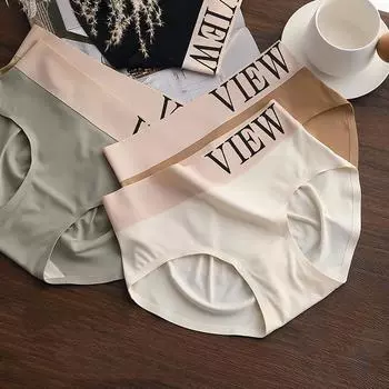 Бесшовные трусики, женские трусы со средней талией, сексуальное женское белье, женское нижнее белье, спортивные трусы, мягкие трусики из ледяного шелка без следов M белый