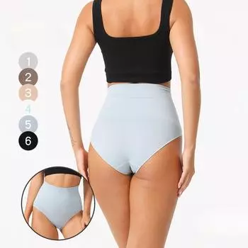 Бесшовные трусы-брюки с высокой талией, дышащие, с утягивающим эффектом, с утягивающим эффектом, до середины бедра, женские, голые, с аммиачным эффектом, комплект нижнего белья на осень и зиму S
