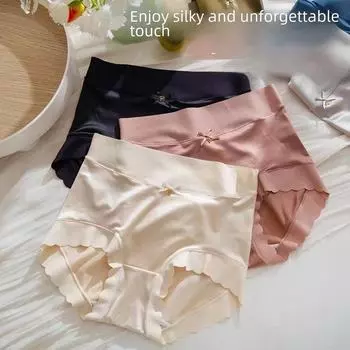 Бесшовные трусы Ice Silk с высокой талией — большой размер, дышащие, приподнимающие бедра, высокая эластичность для женщин L