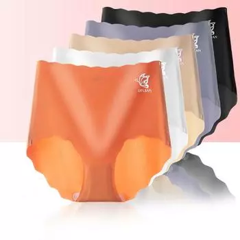 Бесшовные трусы с высокой талией, 5 шт., нижнее белье для женщин, женские трусики из ледяного шелка, женское белье M