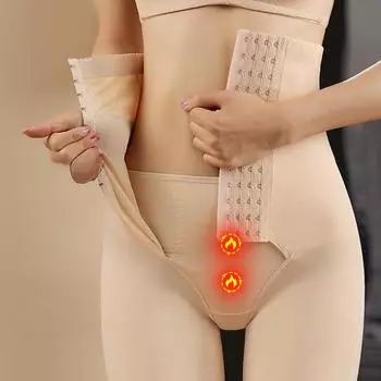 Бесшовные утягивающие брюки с высокой талией и регулируемыми пуговицами 2XL чёрный/глубокий