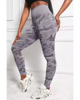 Бесшовные утягивающие штаны для йоги с высокой талией и камуфляжным принтом Azura Exchange XS фиолетовый