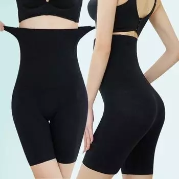 Бесшовные утягивающие трусики с антибликовым покрытием, утягивающие трусики с высокой талией, простое утягивающее белье для йоги XL/2XL чёрный