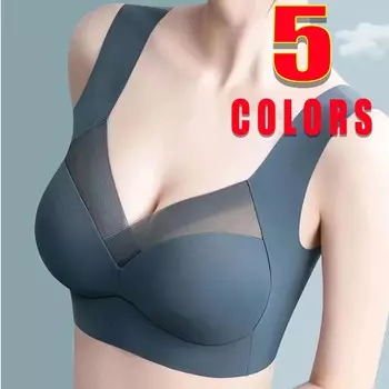 Бесшовные женские бюстгальтеры большого размера с верхней поддержкой, маленькое удобное нижнее белье без стального кольца, жилет для сна для йоги, фитнеса 3XL чёрный